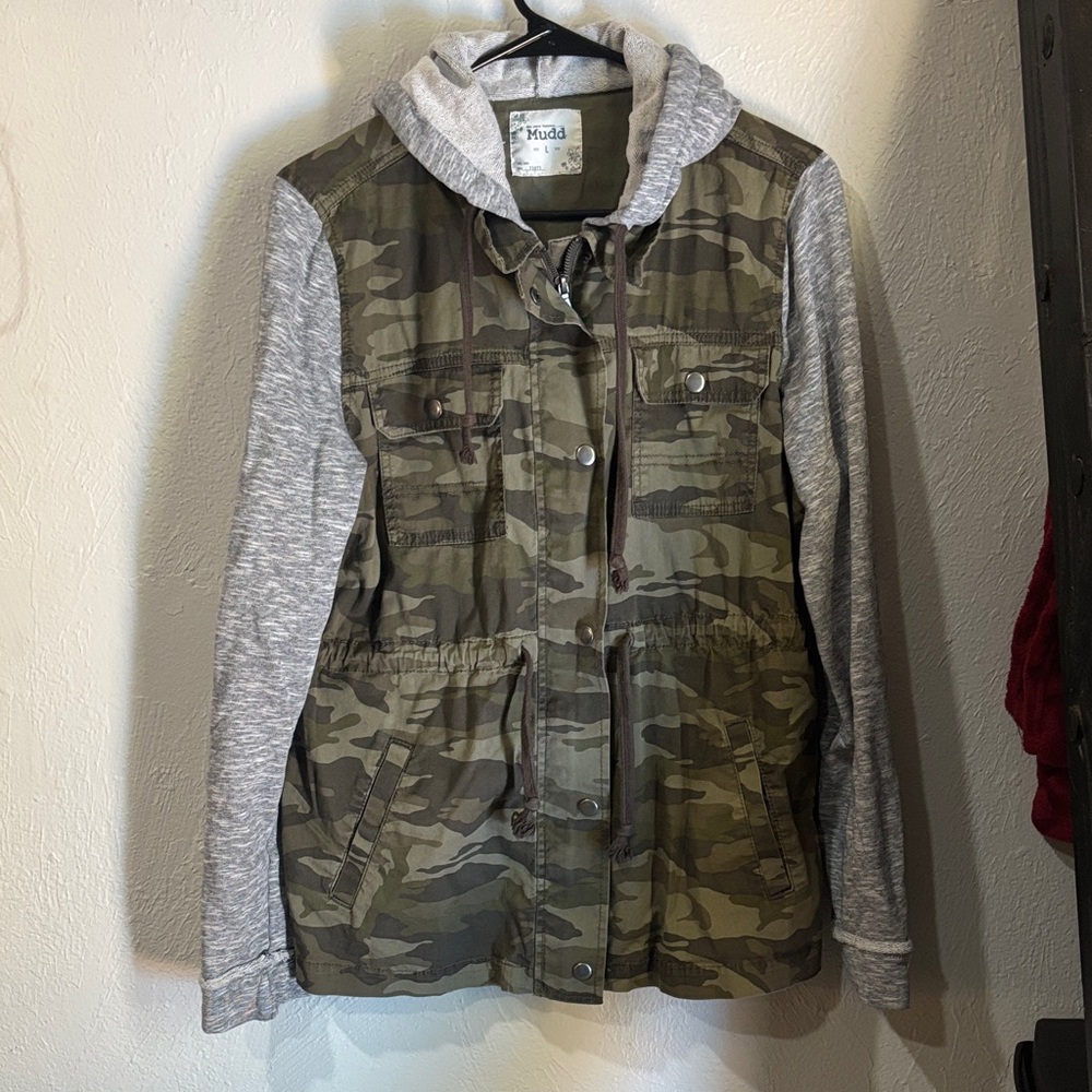Mudd Camouflage Jacket with Gray Sleeves